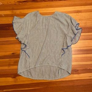 Sparkly Stripe Ruffle Sleeve Top